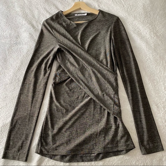 T By Alexander Wang Twisted Marled Stretchy Top - Picture 4 of 11